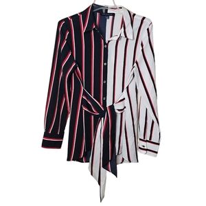 Tommy Hilfiger Tie-Front Colorblocked Tunic Shirt Size Medium